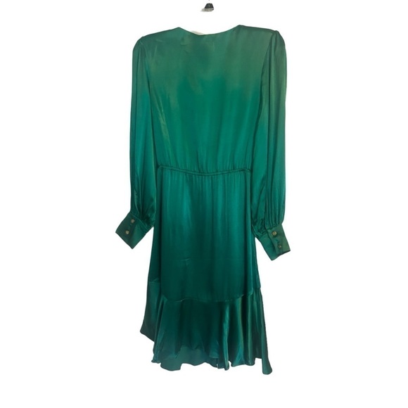 NWT CHLOE KRISTYN KELLY GREEN FAUX WRAP RUFFLE HEM DRESS SIZE SMALL - Picture 4 of 10